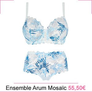 Soutien-gorge classique à armatures sans complexe arum mosaic imprimé palmes bleues Arum Mosaic