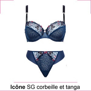 Soutien-gorge corbeille armatures sans complexe icône bleu marine Icone