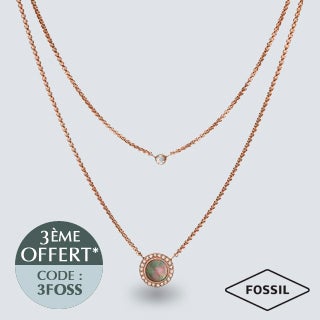 3ème bijou FOSSIL offert ! Dès 3 bijoux mis au panier, le moins cher est offert. Offre valable pour les bijoux femme & homme en stock, hors promo.
