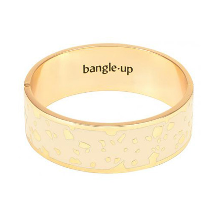 Bracelet Bangle Up BUP08-LUC-BFA03 -  LUCY Blanc Sable fermoir orné pépites métal doré émaillé  Femme