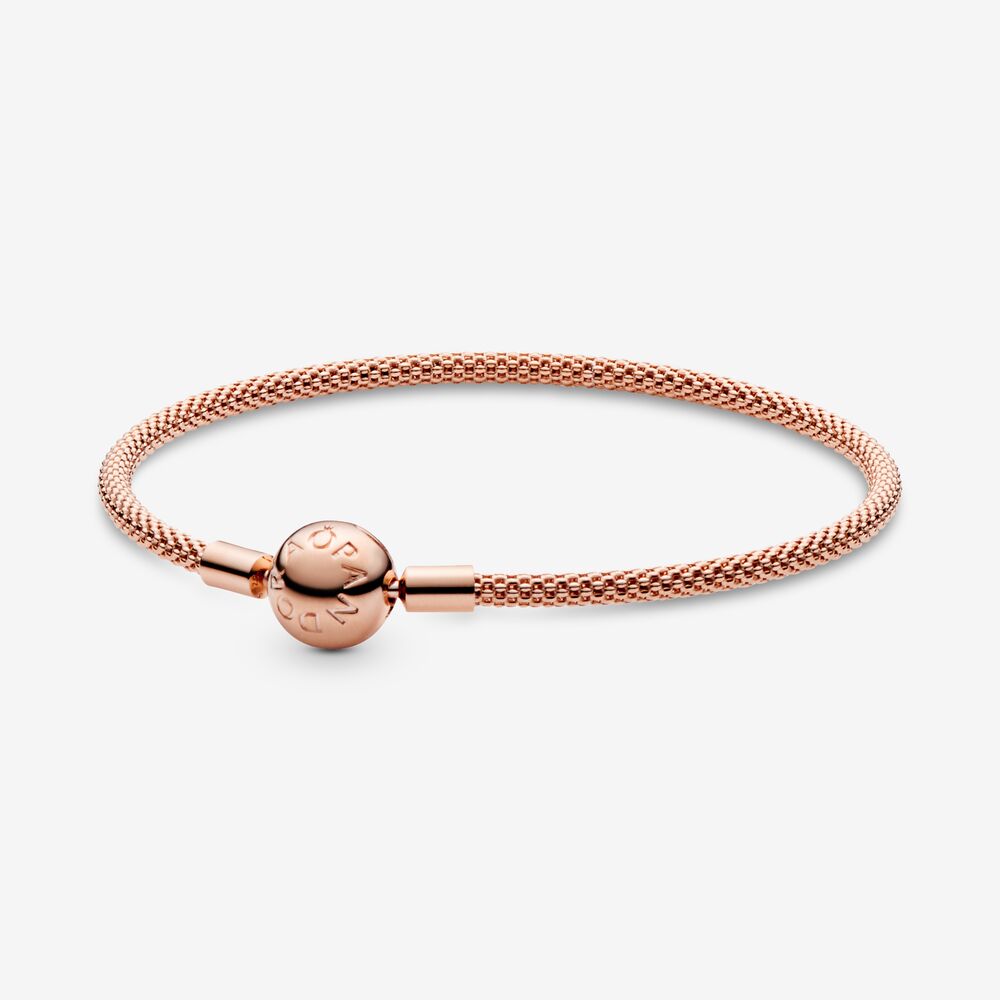 Bracelet Pandora 586543 - Bracelet Maille Tissée Moments en Rose
