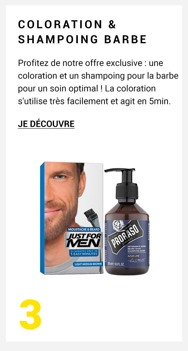 COLORATION BARBE CHÂTAIN MOYEN CLAIR COULEUR NATURELLE & SHAMPOING À BARBE 200ML