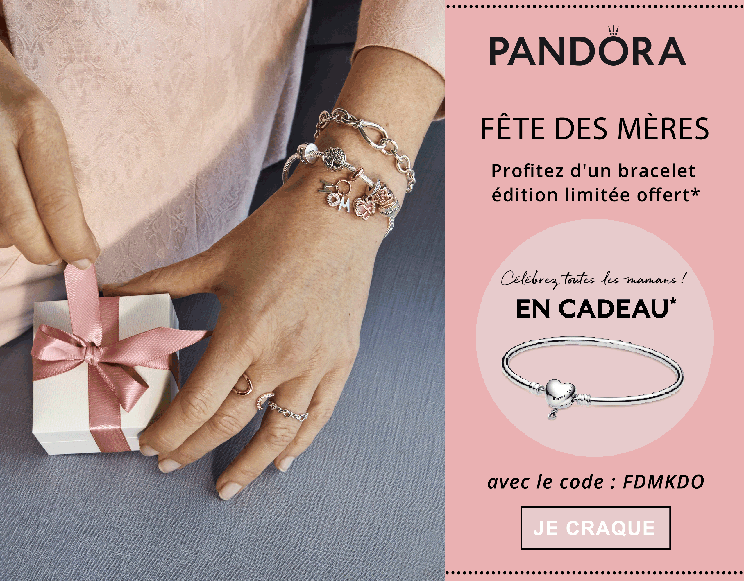 Un bracelet Pandora offert dès 109€ d'achat !