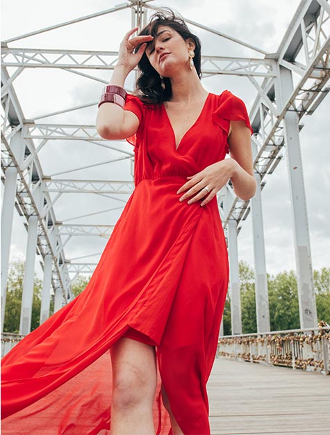L'Affectueuse robe longue collection capsule 3 SUISSES X NAF NAF