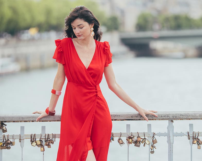 L'Affectueuse robe longue collection capsule 3 SUISSES X NAF NAF
