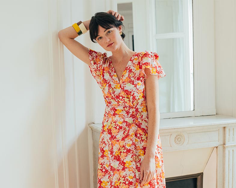 La Caressante robe longue collection capsule 3 SUISSES X NAF NAF