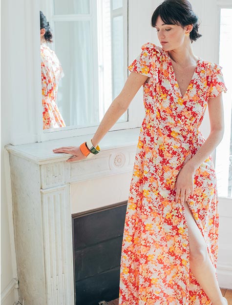 La Caressante robe longue collection capsule 3 SUISSES X NAF NAF