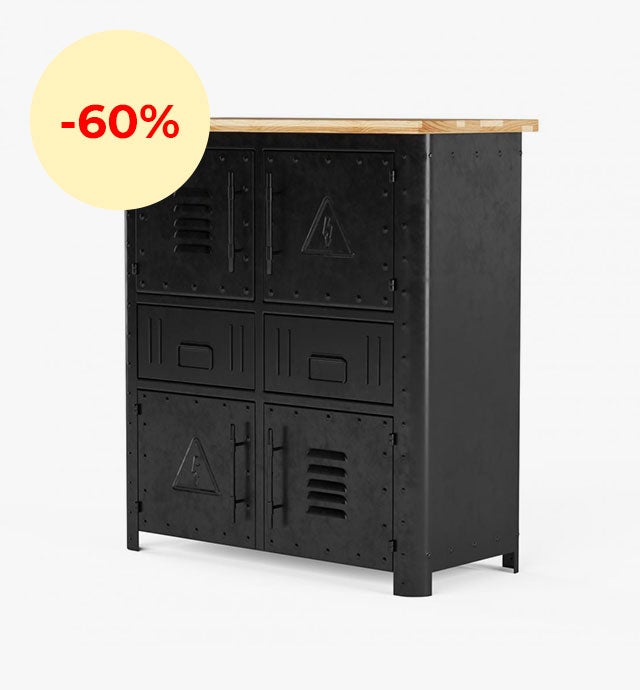 Buffet en métal 4 portes et 2 tiroirs BAFER