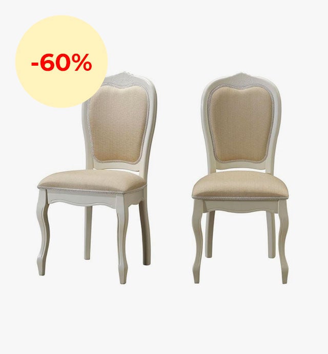 Lot de 2 chaises médaillon en tissu coloris écru COMTESSE