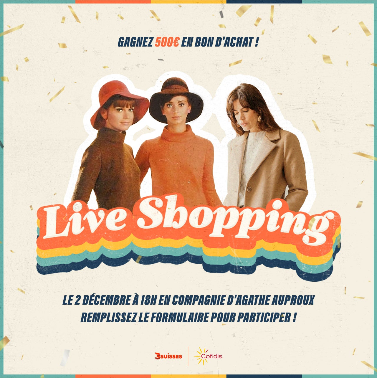 Inscription au LIVE SHOPPING 3 SUISSES du 2 décembre à 18H