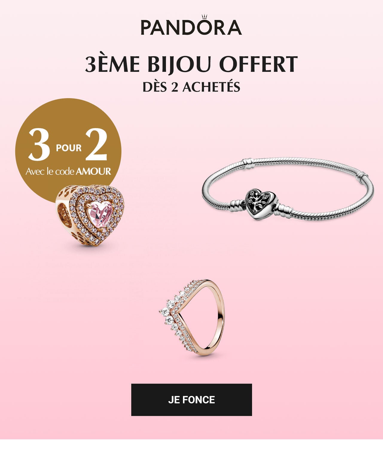 Pandora : Offre 1+1=3 avec le code AMOUR