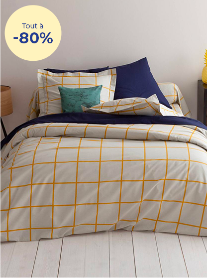 Housse de couette coton PIASTRELLA - Jaune/Blanc