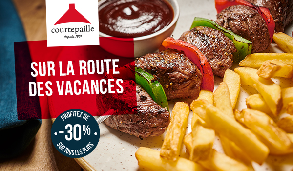 Sur la route des vacances profitez -30% sur tous les plats