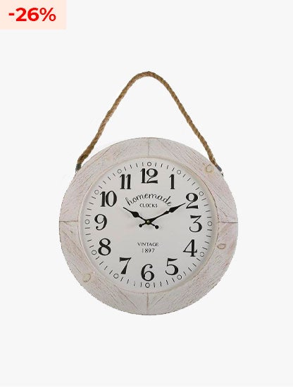Horloge Murale Blanc En Bois LUMI 50cm