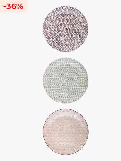 Lot de 3 assiettes 28cm en grès KAMILY - Multicolore