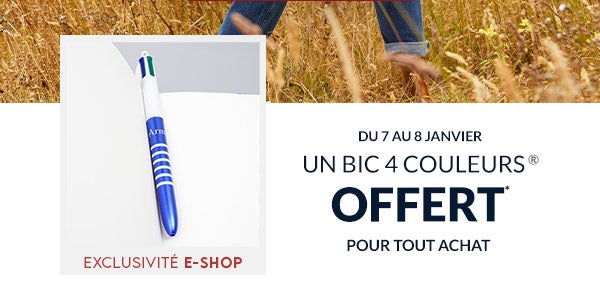 Du 7 au 8 Janvier un bic 4 couleurs® offert* pour tout achat