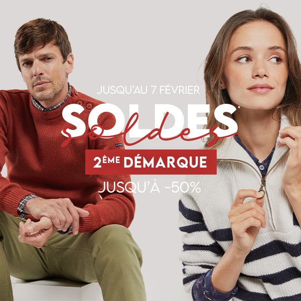 Jusqu'au 7 février Soldes * 2ème démarque jusqu'à -50%