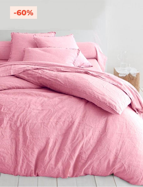 3S. X TERTIO (NOS UNIS) Housse de couette lin lavé TERTIO® - Rose