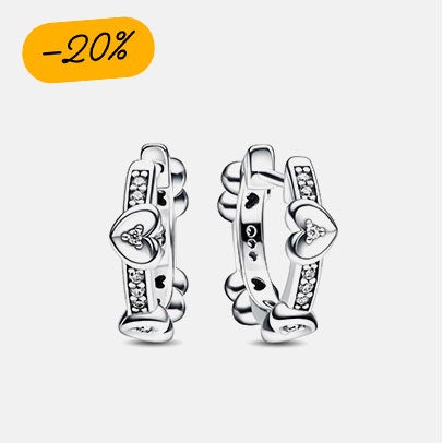 Boucles d'oreilles Créoles Cœurs Lumineux Scintillants - Pandora