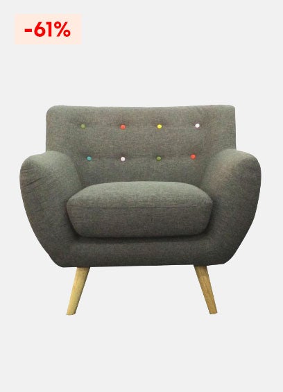 Fauteuil scandinave avec boutons multicolores LIZZY