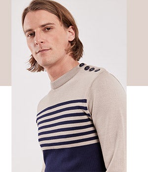 Pull marin rayé - coton