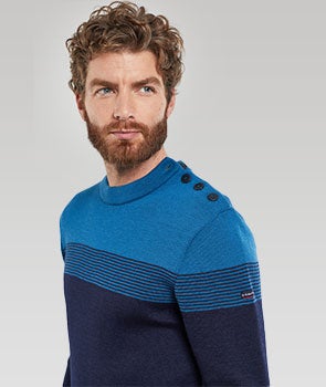 Pull marin bicolore - laine