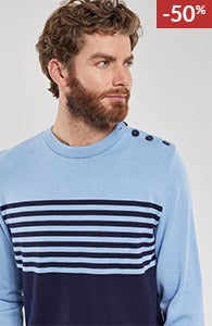 Pull marin rayé - coton