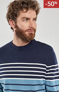 Pull marin rayé - coton