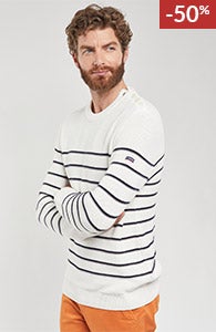 Pull marin rayé - coton