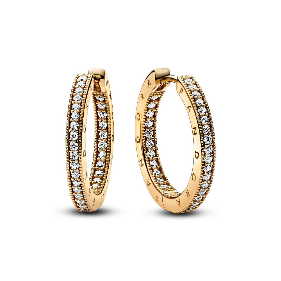PANDORA  Créoles Signature et Pavé Pandora Signature