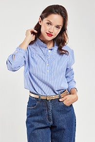 Gestreifte Bluse mit Stehkragen - Baumwolle | 119,00 €