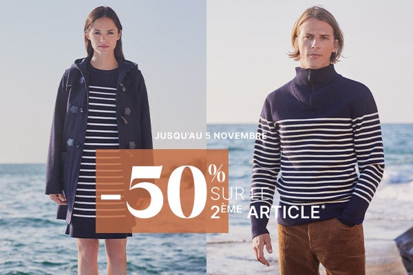 Jusqu'au 5 novembre -50% sur le 2ème article*