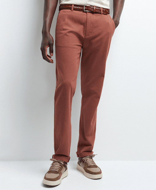 Chino slim en coton élasthane chiné