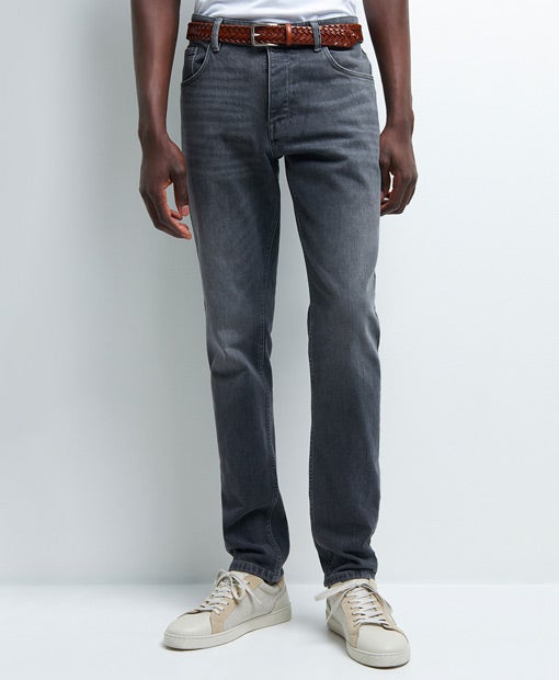 Jean denim slim en coton mélangé