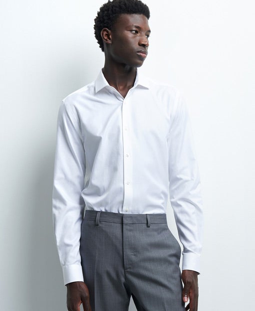 Chemise slim unie Induo anti-tâche