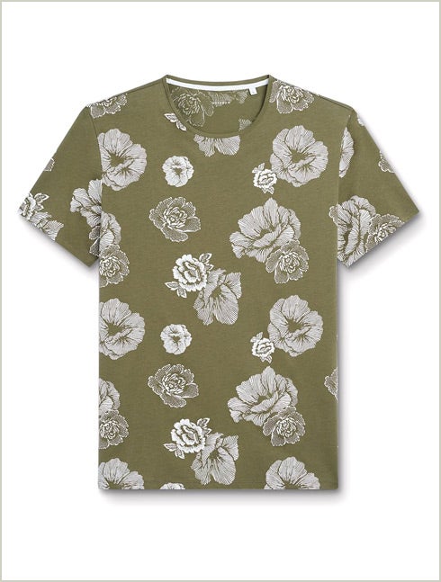 Tee-shirt col rond fleuri