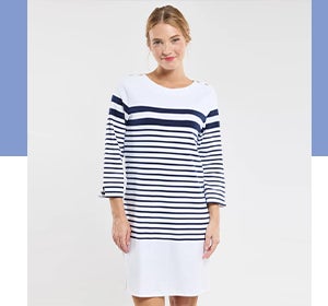 Robe rayée manches 3/4 - coton épais