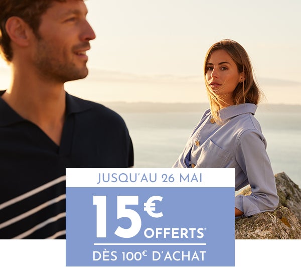 Jusqu'au 26 mai | 15€ offerts dès 100€ d'achat* Jusqu'au 26 mai | 15€ offerts dès 100€ d'achat*