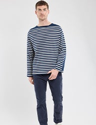 Pull rayé avec coudières - coton