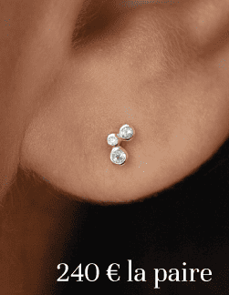 Paire de boucles d'oreilles puces Topazes et Diamant