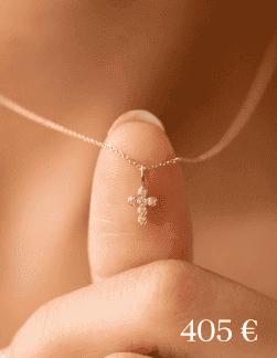 Collier chaîne médaille croix Topazes blanches