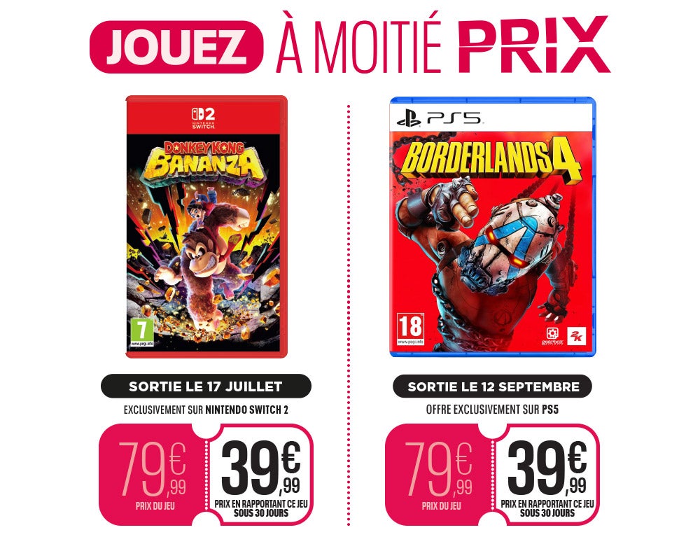 jouez à moitié prix